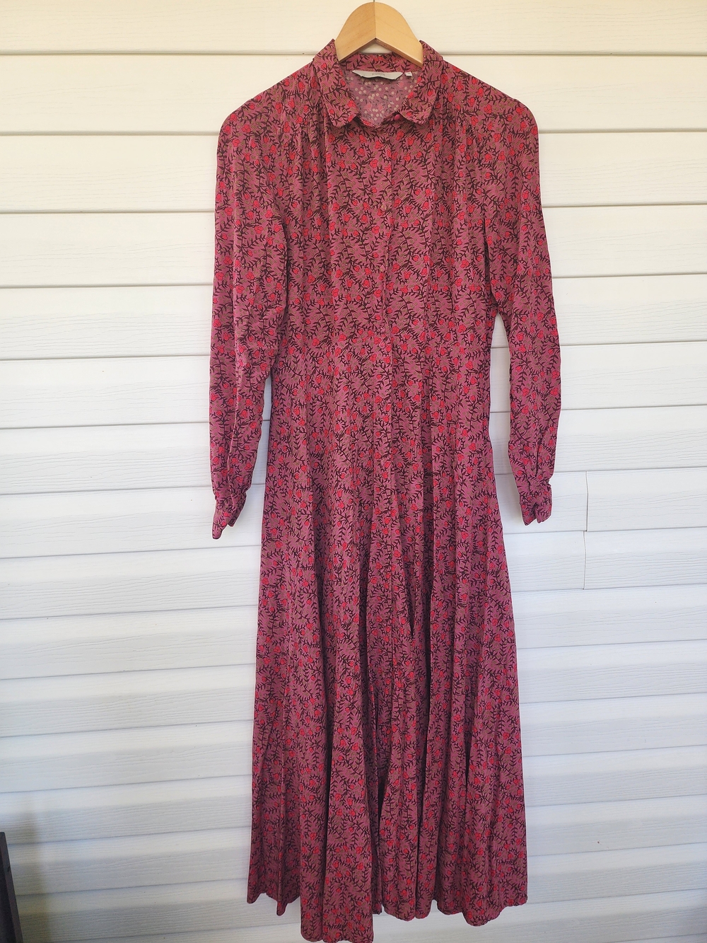 Women's Pink Floral Long Sleeve Maxi Dress